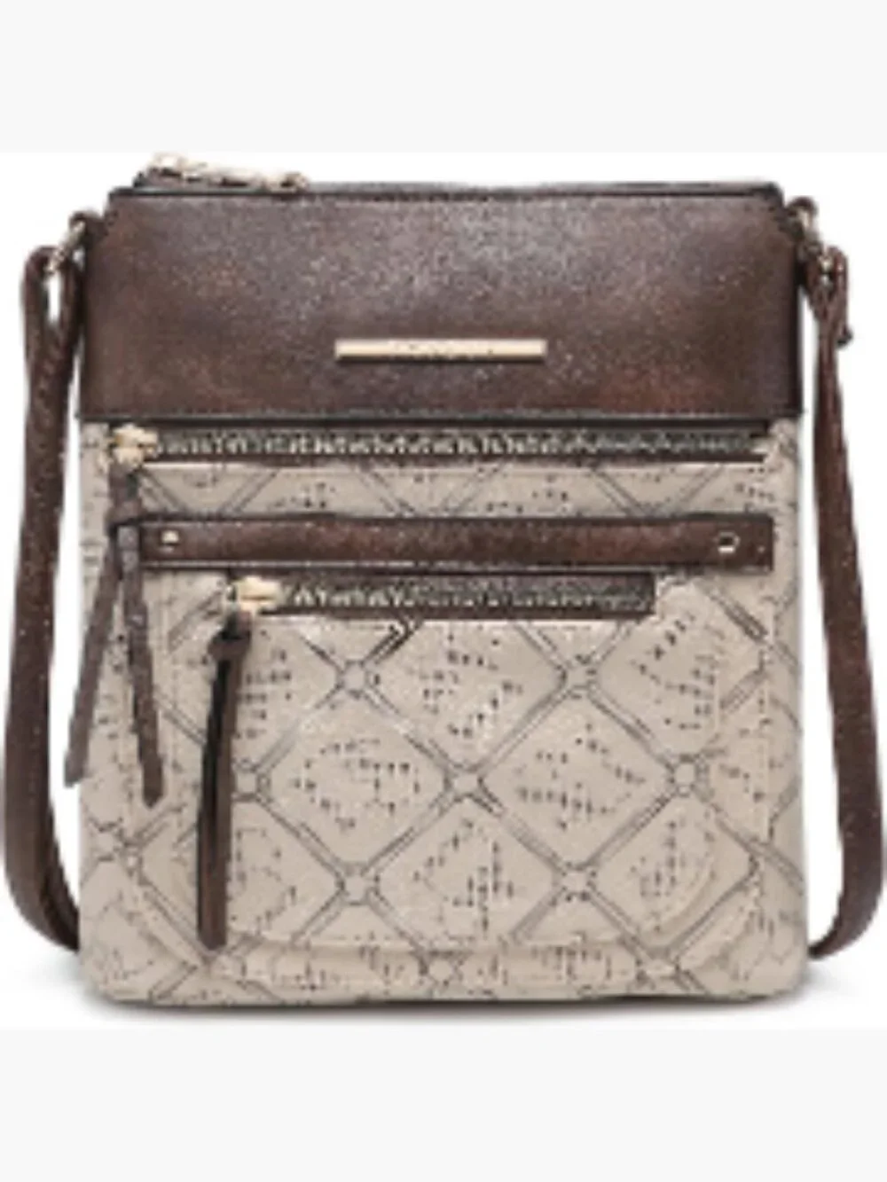 Women's Vegan Leather Crossbody Bag Adjustable Strap Multi Zipper Pockets